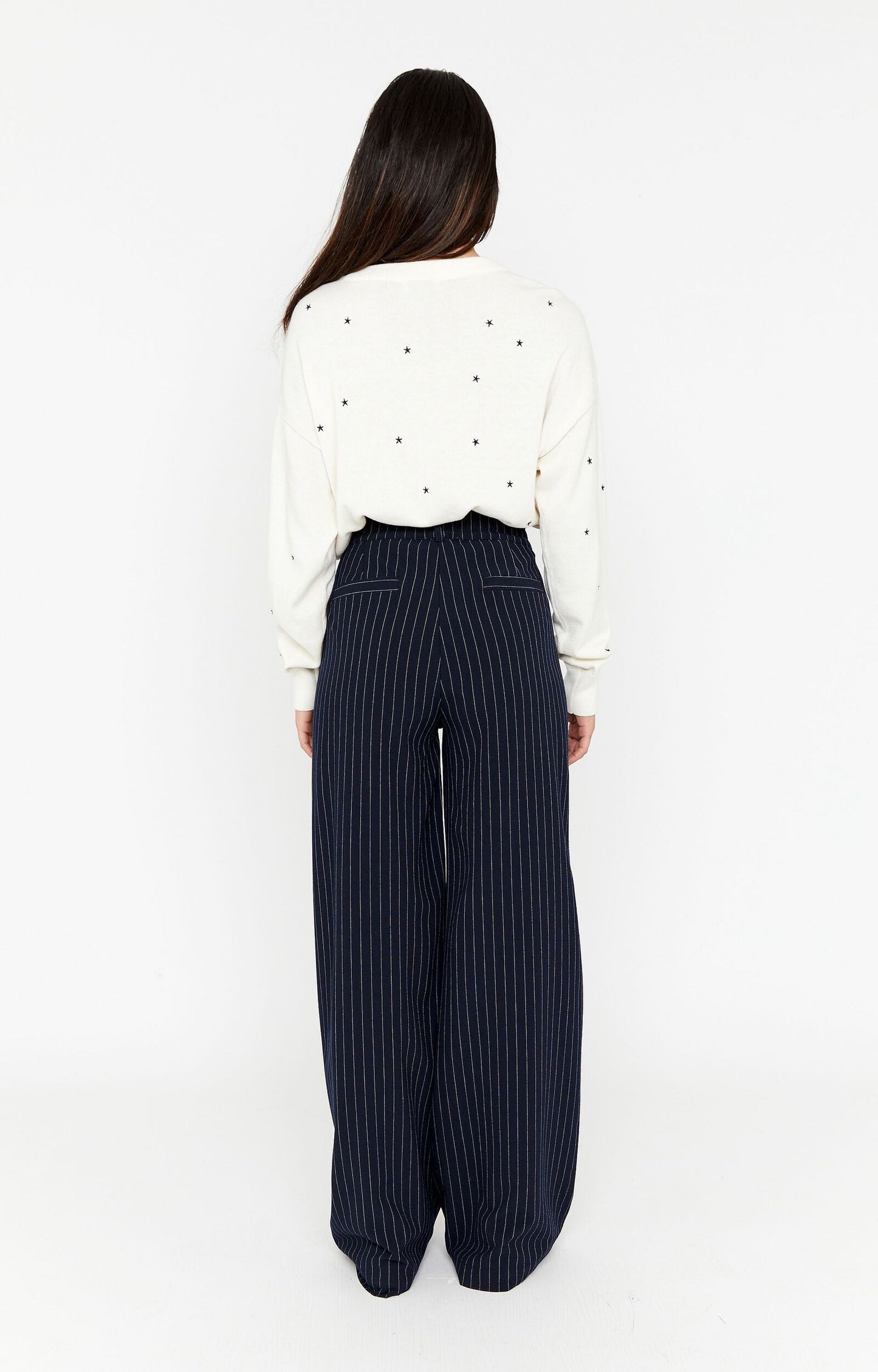 ANNA BLUE BROEK HILO DARK BLUE STRIPE