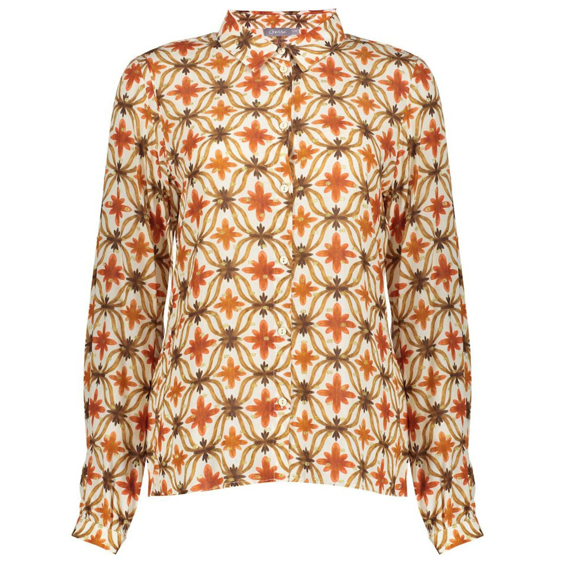 GEISHA BLOUSE FLORAL PRINT OFF-WHITE