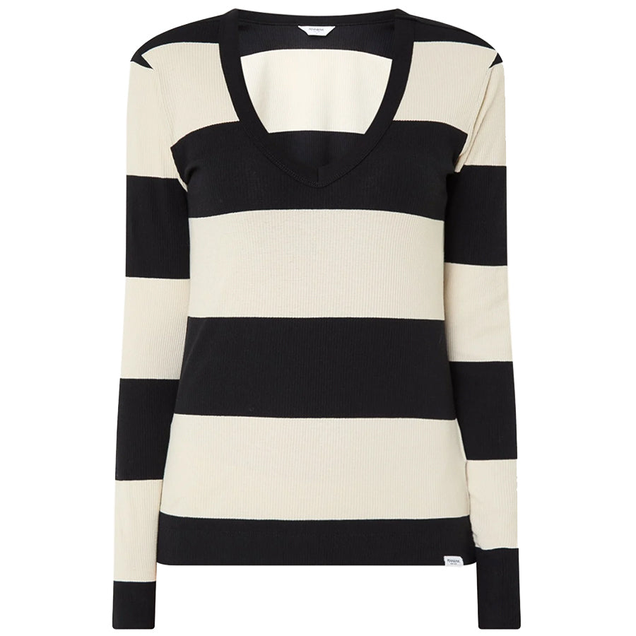 PENN&INK TOP LONGSLEEVE BIG STRIPE VANILLA/BLACK